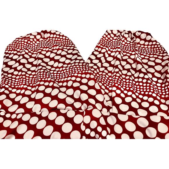 ROULETTE ELASTIC WAIST MIDI DRESS, WOMENS M, CRANBERRY & WHITE POLKA DOTS - Picture 8 of 12